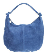 Girly Handbags Womens Italian Leather Suede Hobo Shoulder Bag (Denim)